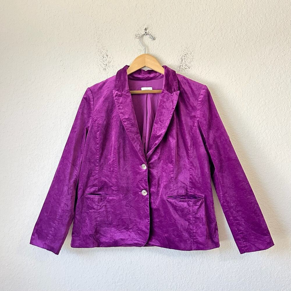 J. JILL Blazer Jacket Purple Velvet Overcoat Office Business Preppy